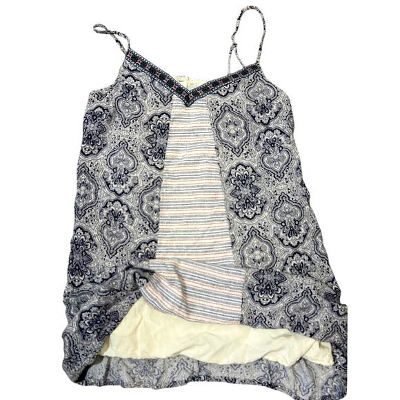 Anthro Cottagecore Fairy Patchwork Mini Dress – Boho Paisley Striped Slip Tunic - Picture 4 of 5